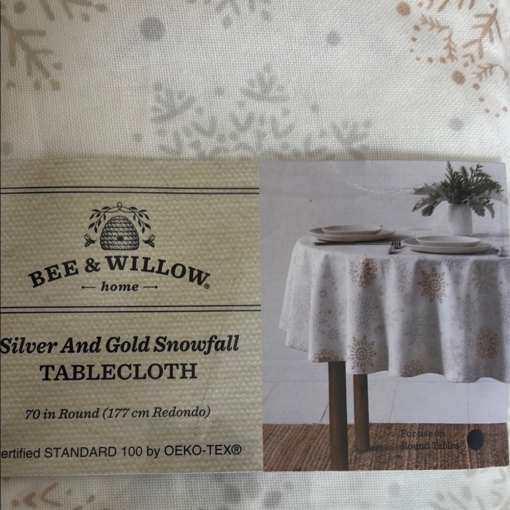 Bee & Willow Silver and Gold Snowfall Tablecloth